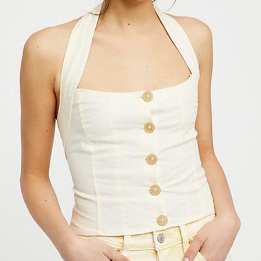 Free People Is This Love Cream Halter Top